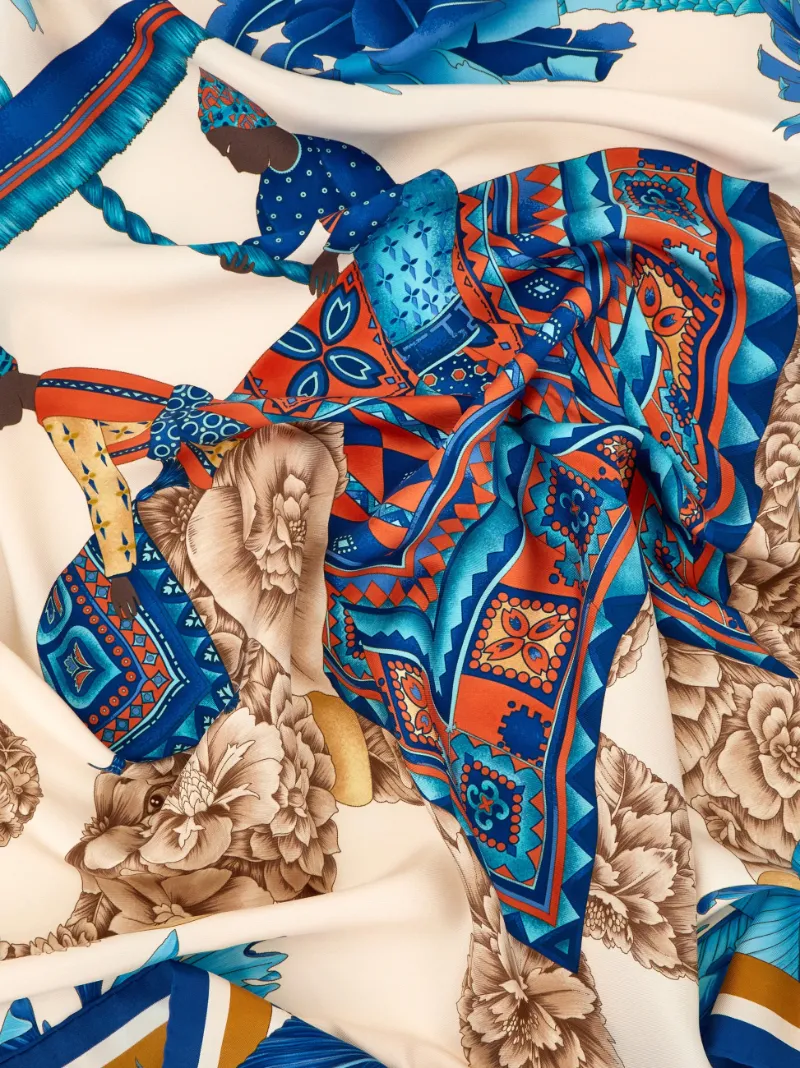 India Print Silk Scarf