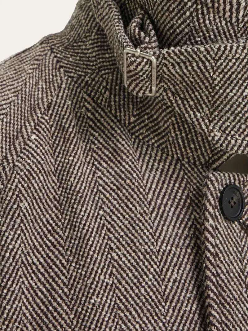 Single-Breasted Chevron Coat