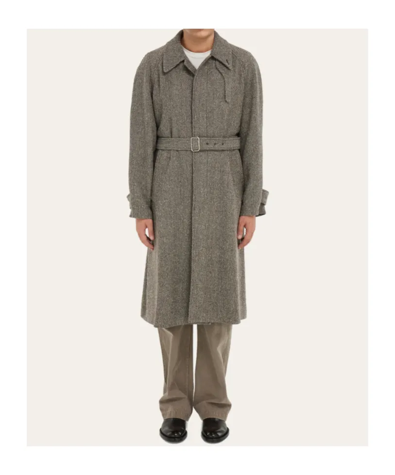 Single-Breasted Chevron Coat