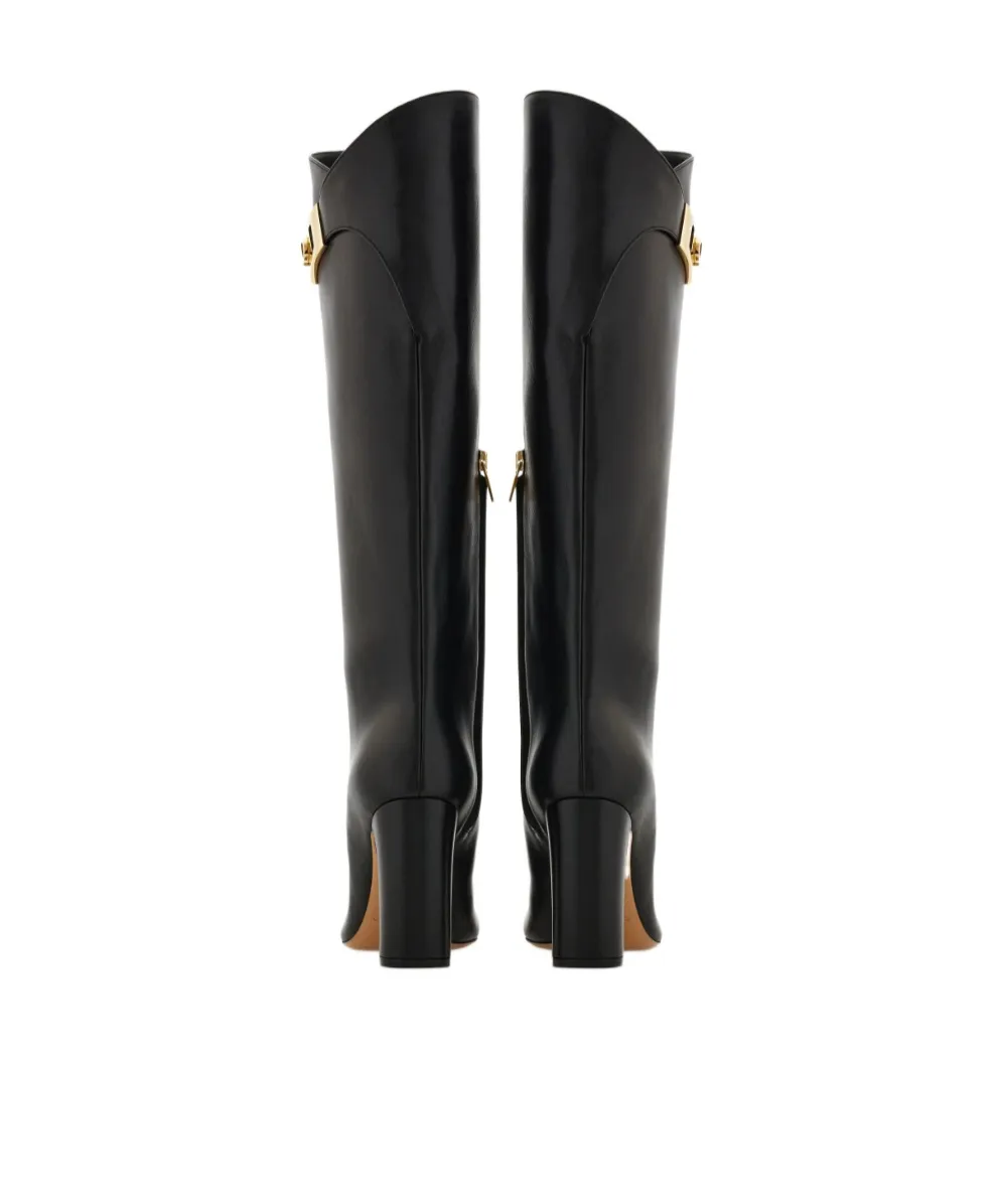 Knee High Boot With Hug Buckle Detail
