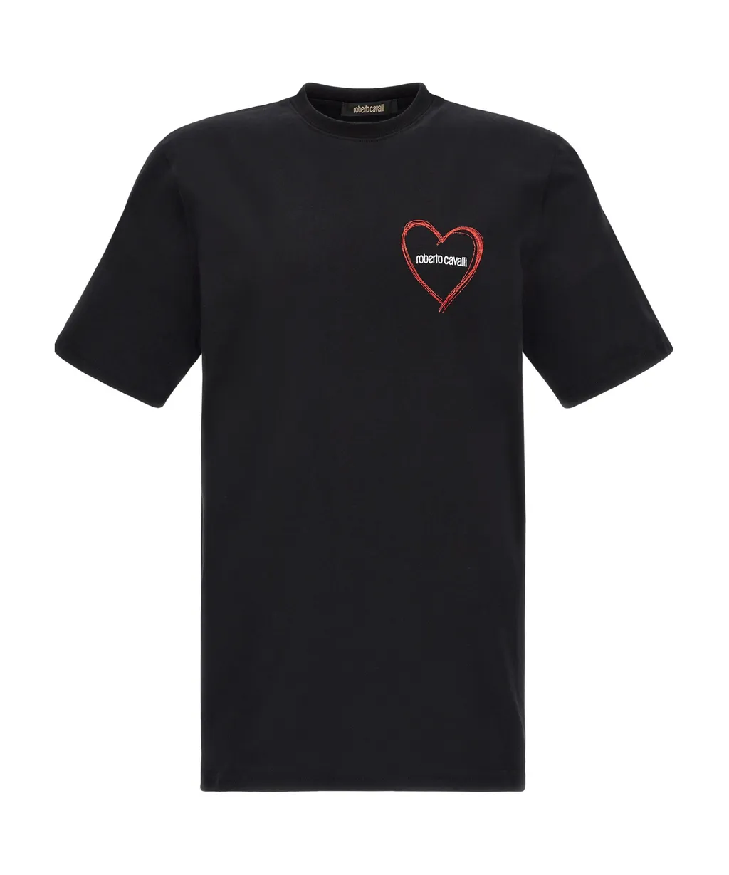 Heart-Embroidered Cotton T-Shirt