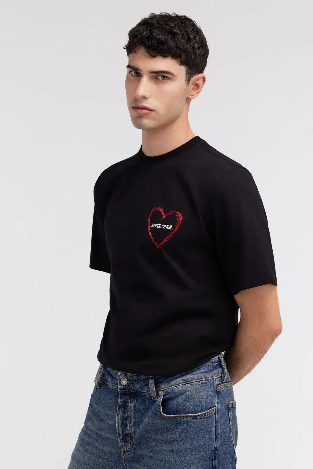 Heart-Embroidered Cotton T-Shirt