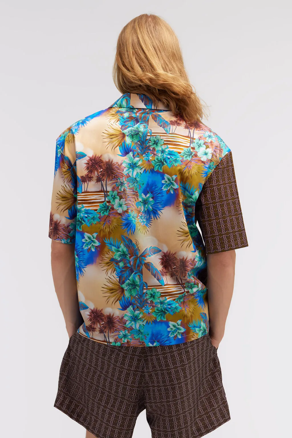 Monogram-Print Panelled Shirt