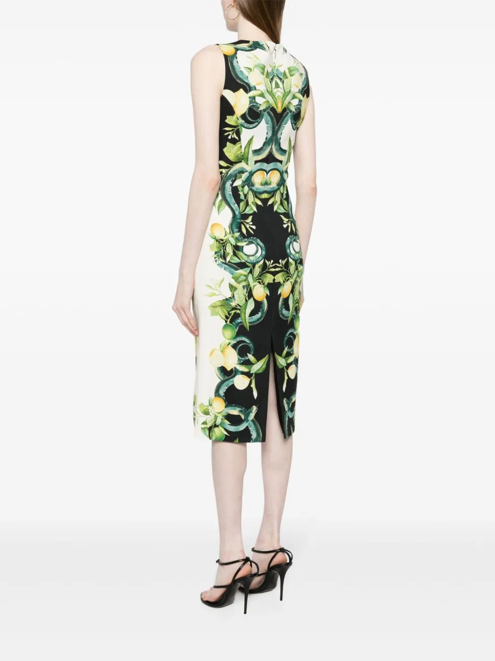 Lemon-Printed Sleeveless Midi Dress