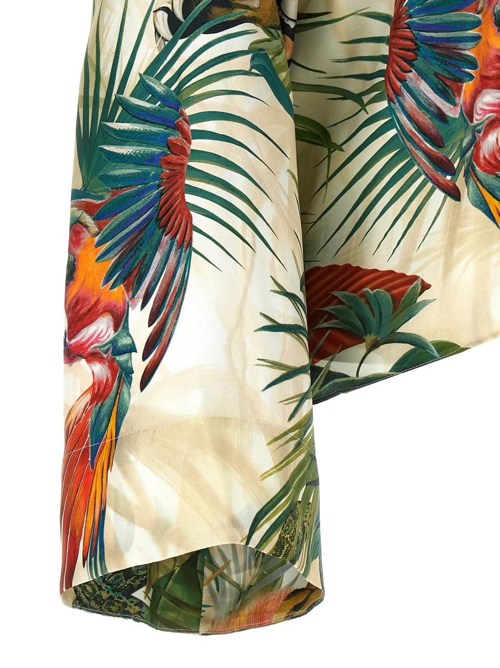 Jungle Printed Wide Sleeved Satin Shirt