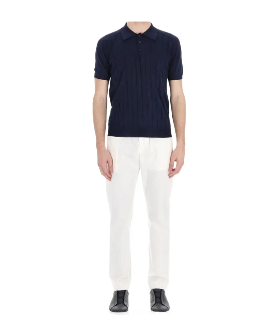 Short-Sleeved Polo With Diamond Pattern