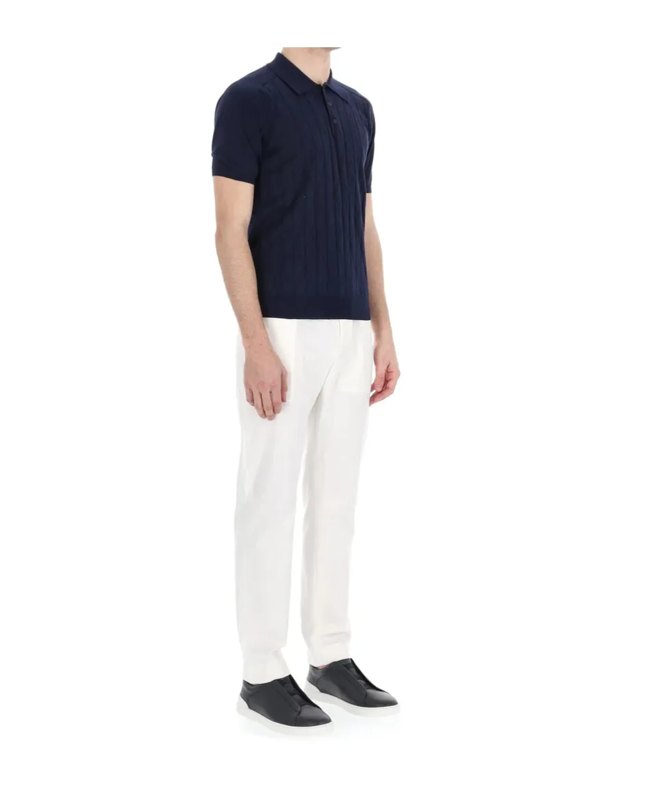 Short-Sleeved Polo With Diamond Pattern