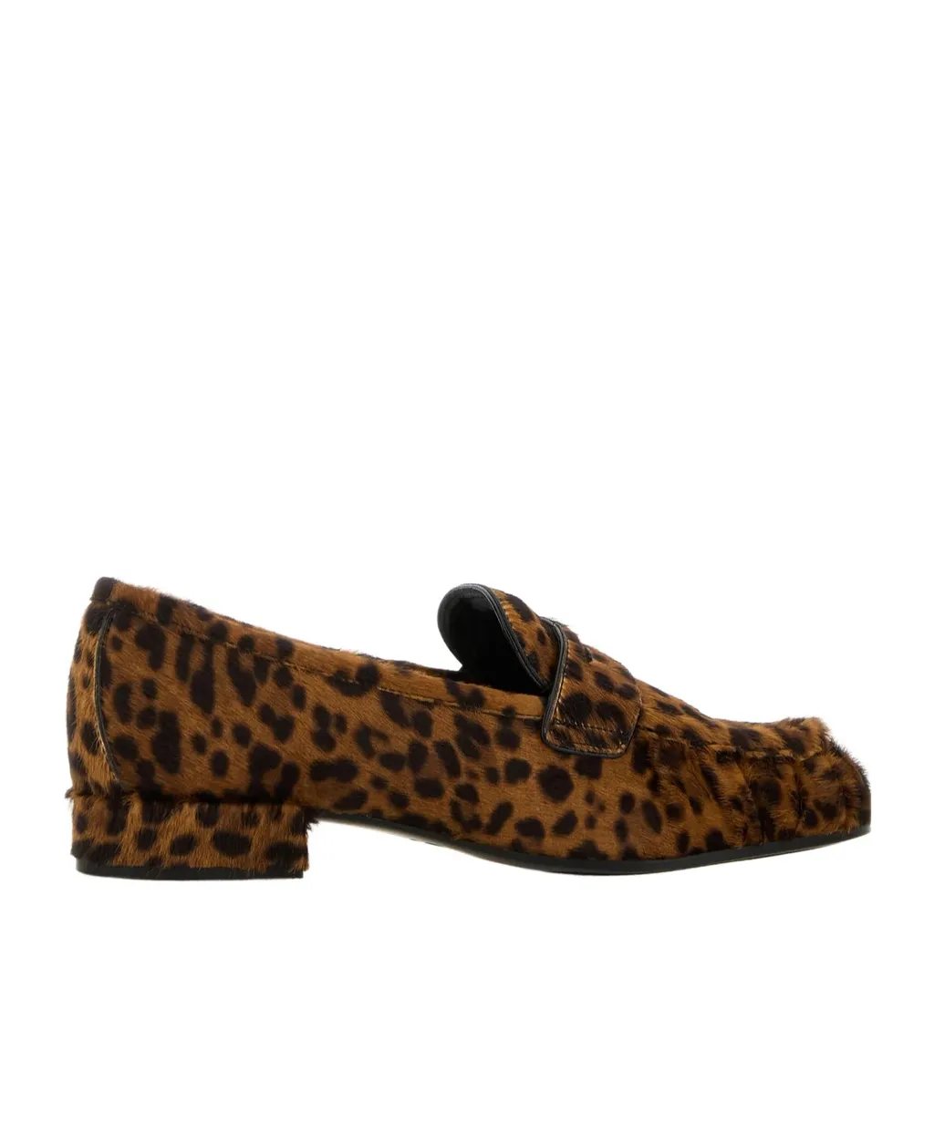 Leopard-Pattern Penny Loafers
