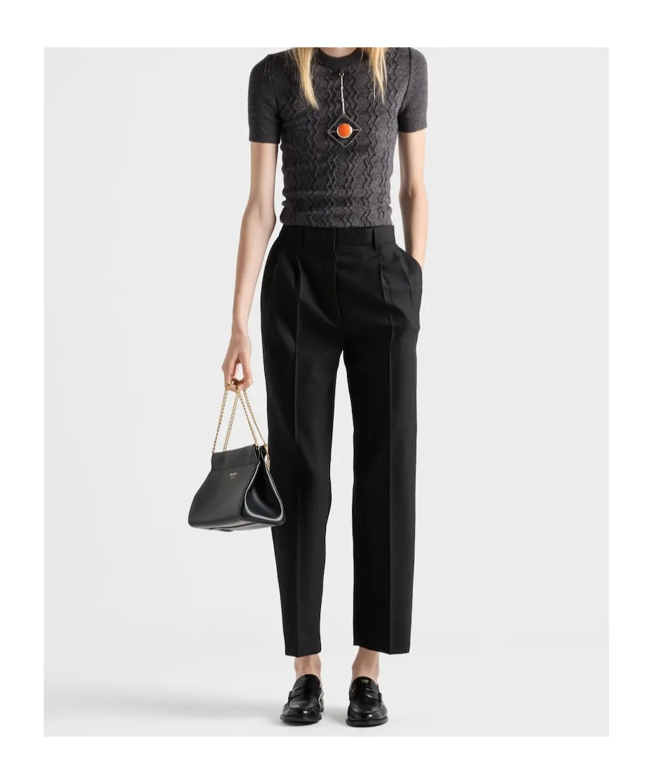Pendant-Embellishment Short-Sleeve Sweater