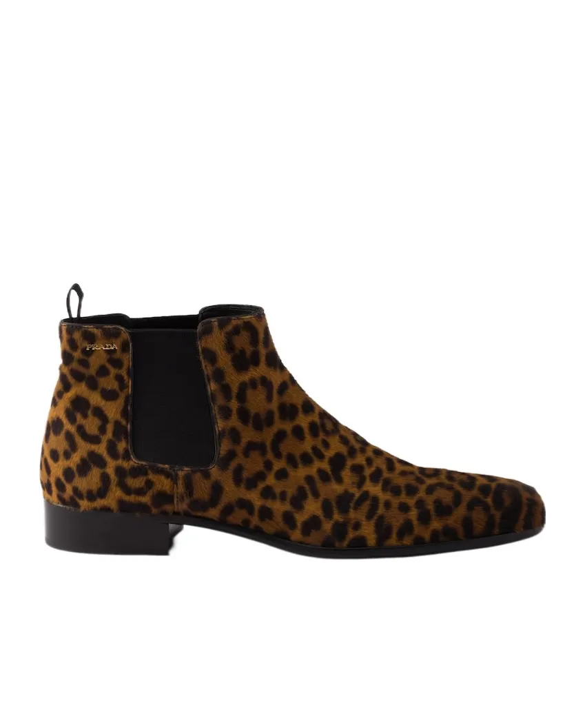Printed Leather Booties