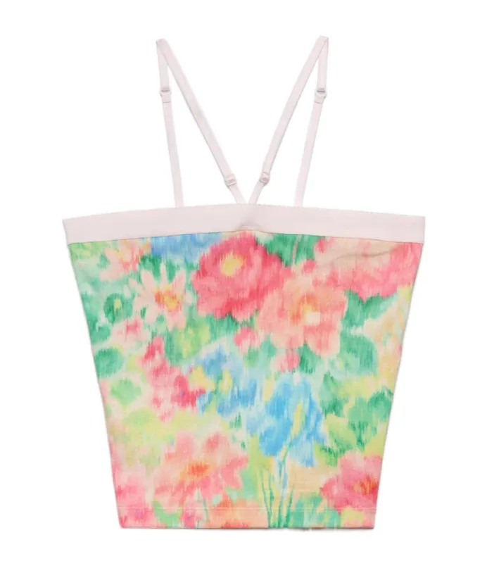 Floral Printed Ribbed Top