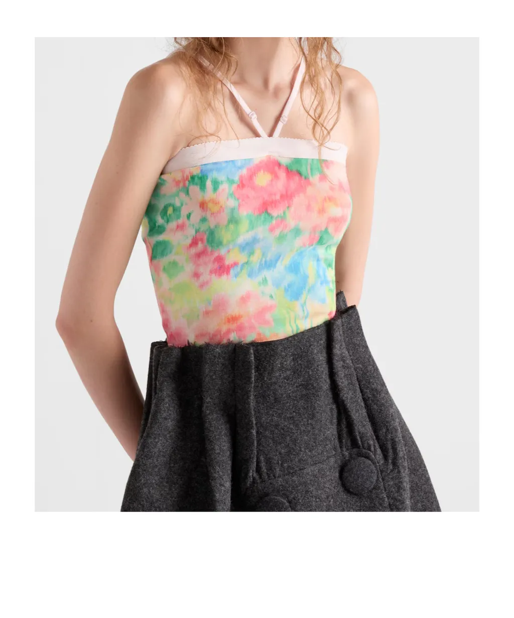 Floral Printed Ribbed Top