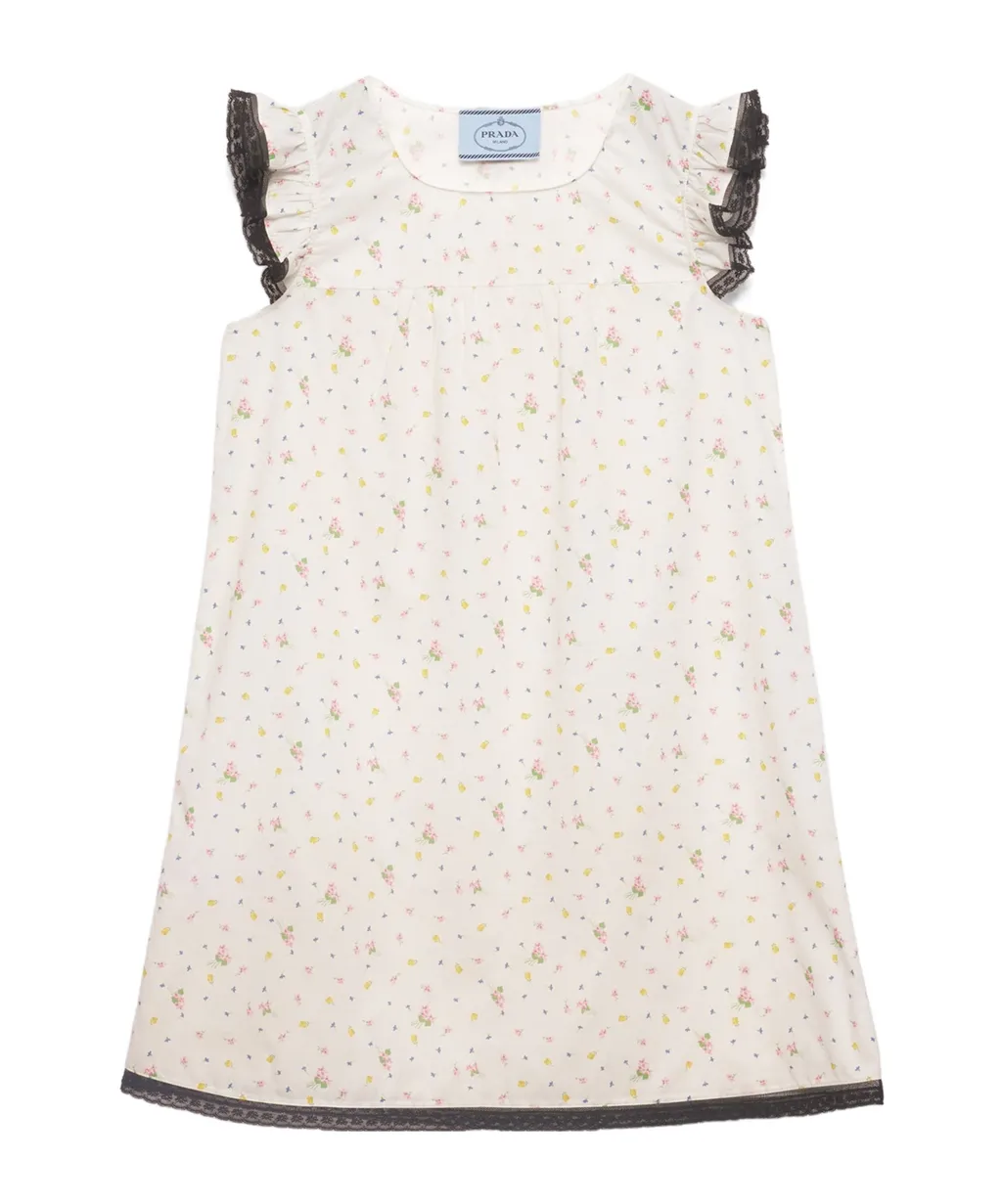 Floral Print Cotton Batiste Mini Dress