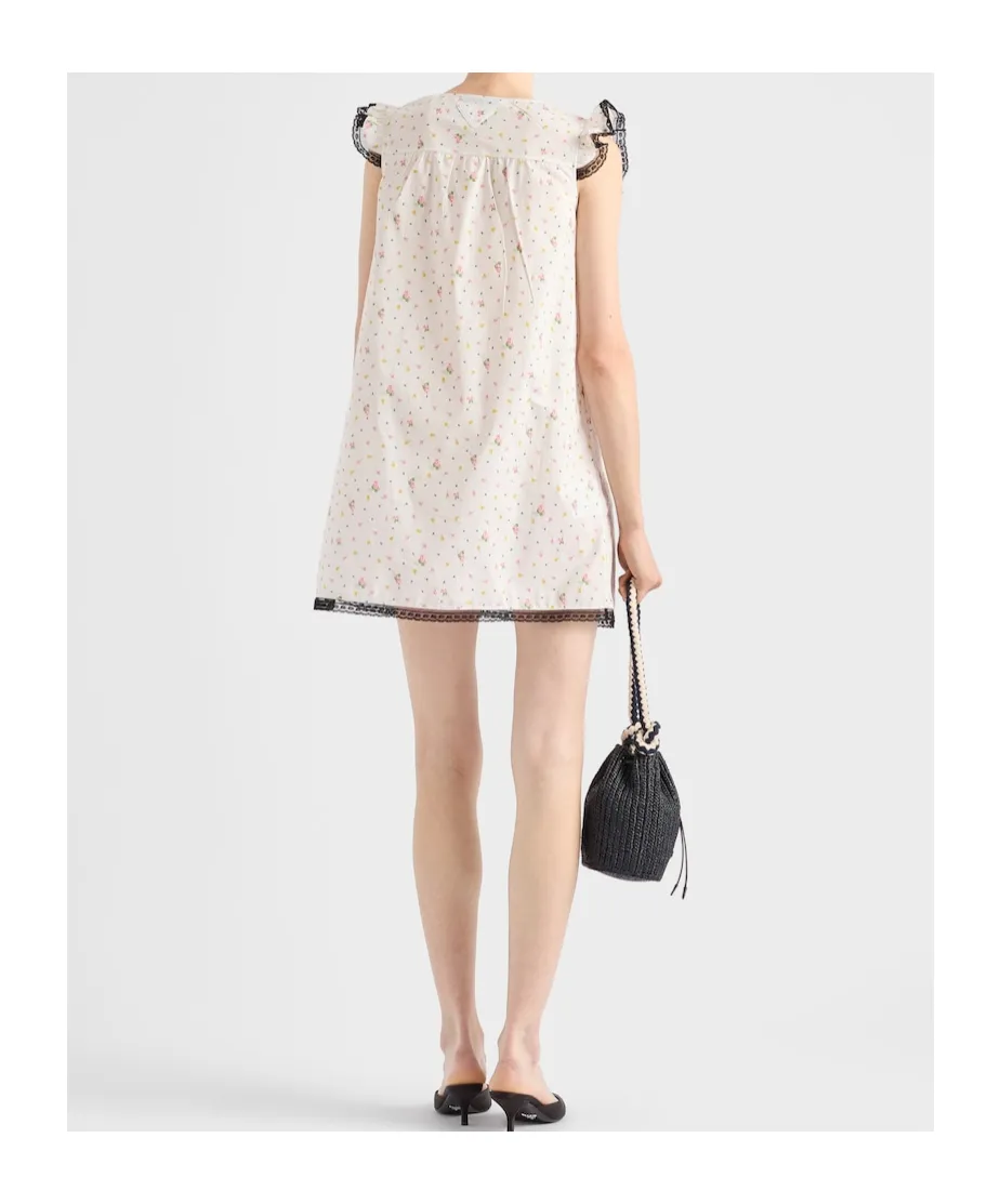 Floral Print Cotton Batiste Mini Dress