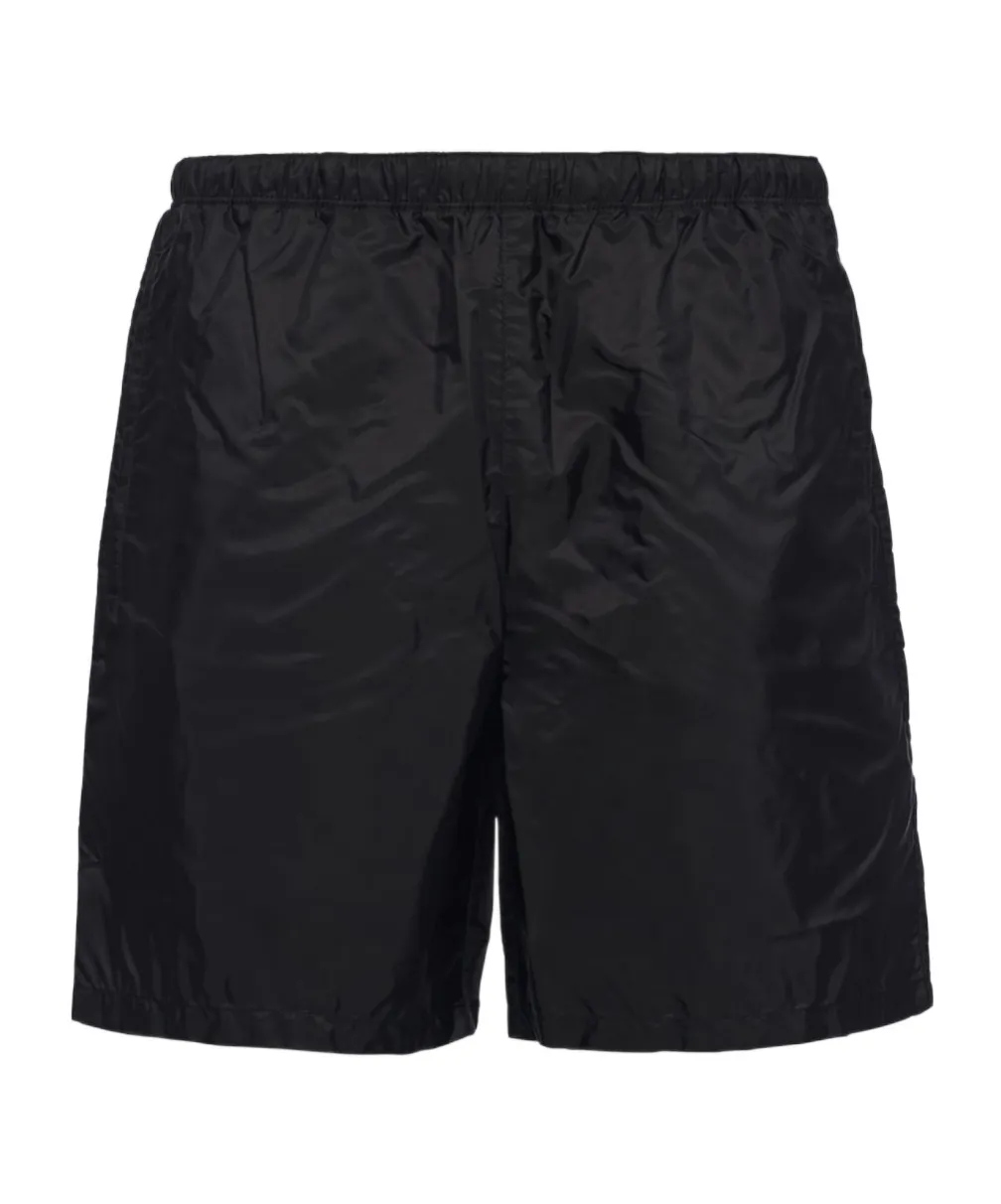 Triangle Logo Plaque Elastic Swim Shorts