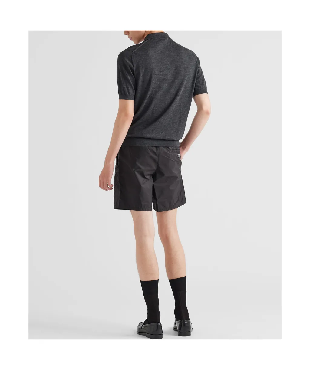 Triangle Logo Plaque Elastic Swim Shorts