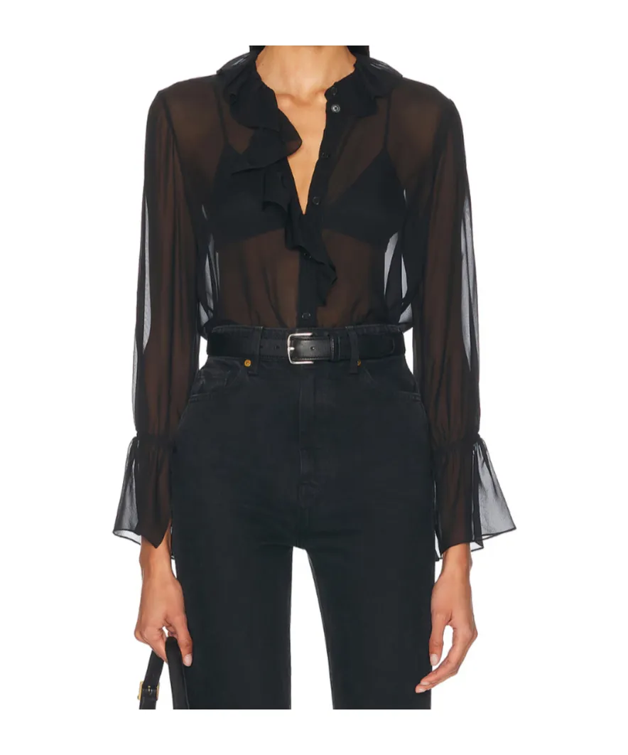 Cecily Ruffled Silk-Chiffon Blouse