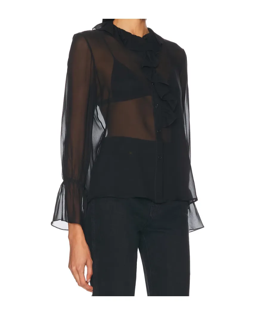 Cecily Ruffled Silk-Chiffon Blouse