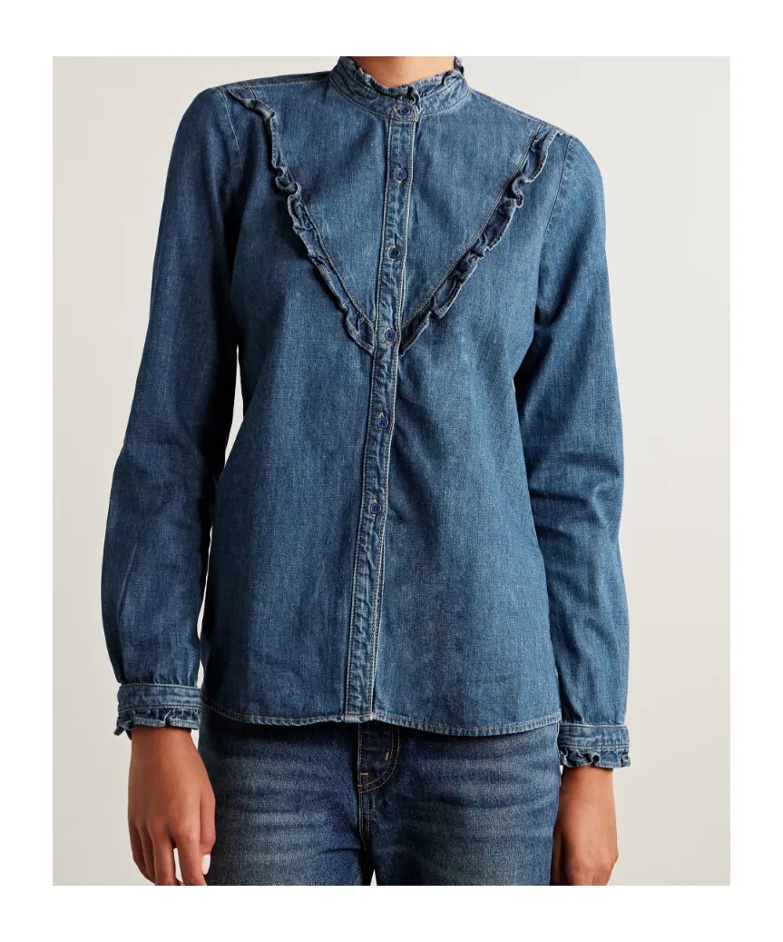 Long-Sleeved Denim Shirt