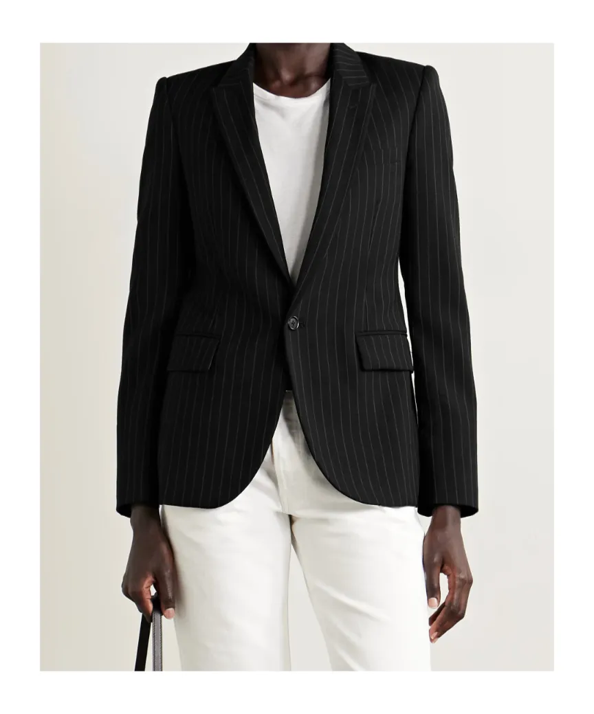 Anabel Pinstriped Wool-Blend Twill Blazer