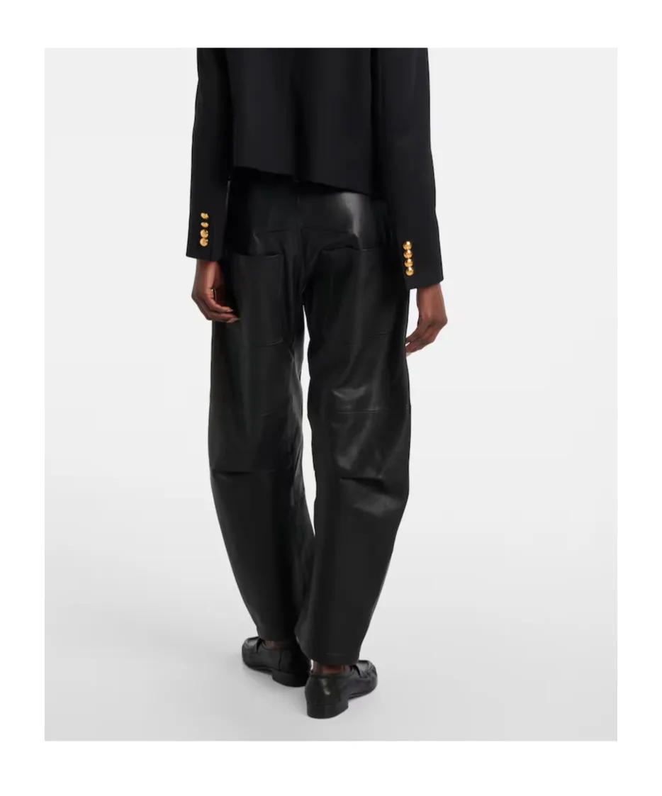 Shon Leather Barrel-Leg Pants