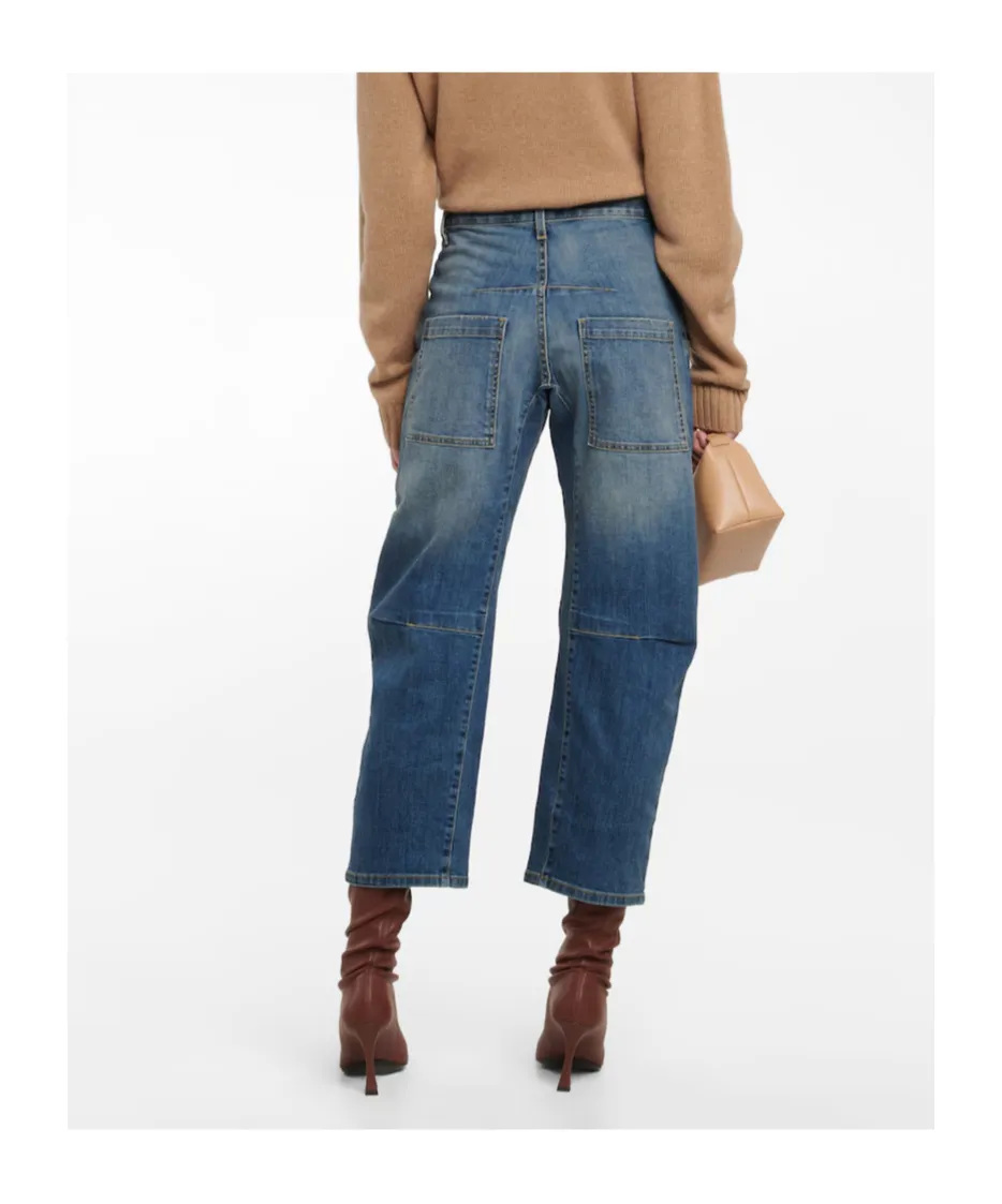 Mid-Rise Denim Trousers