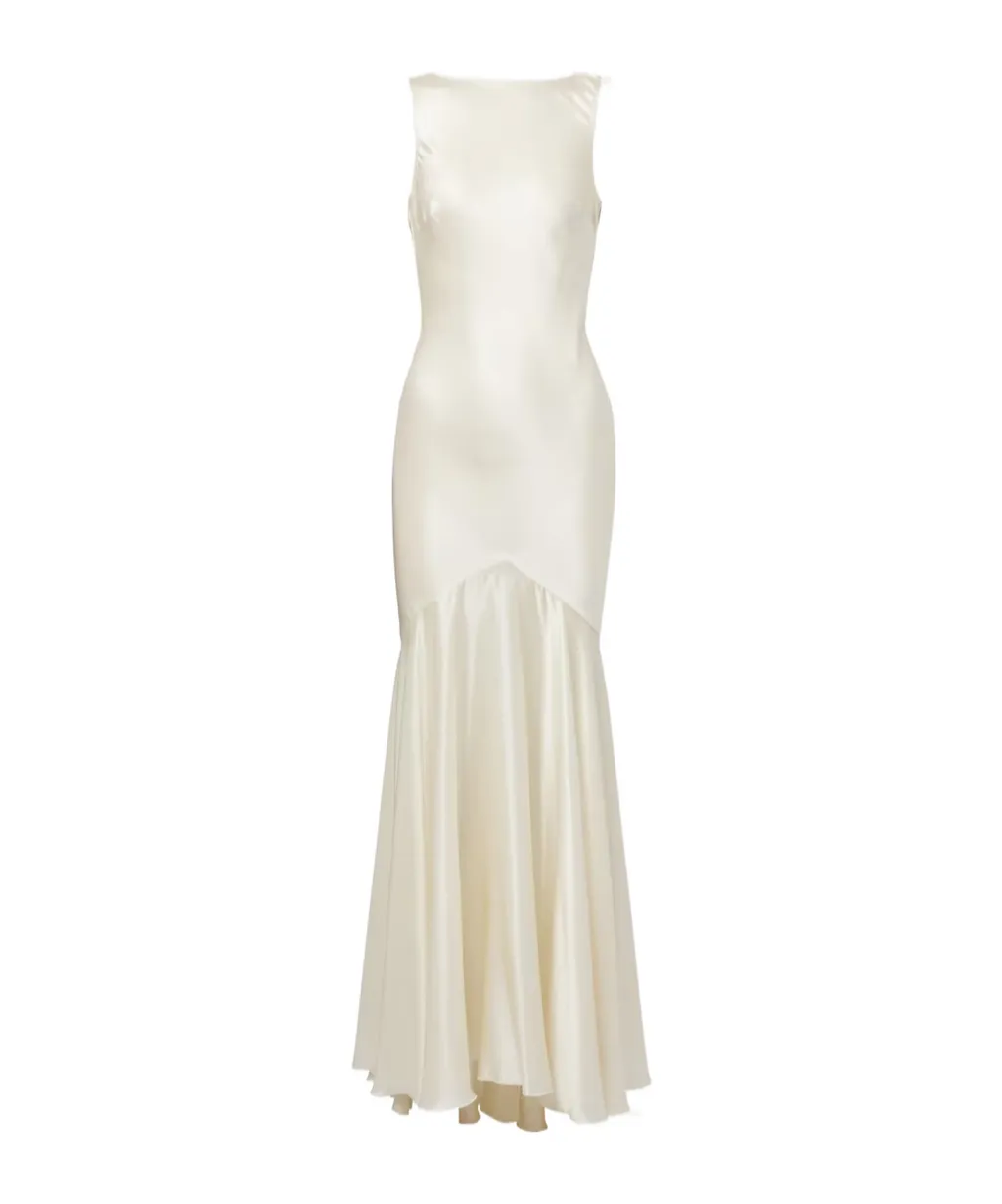 Open-Back Satin Maxi Dress
