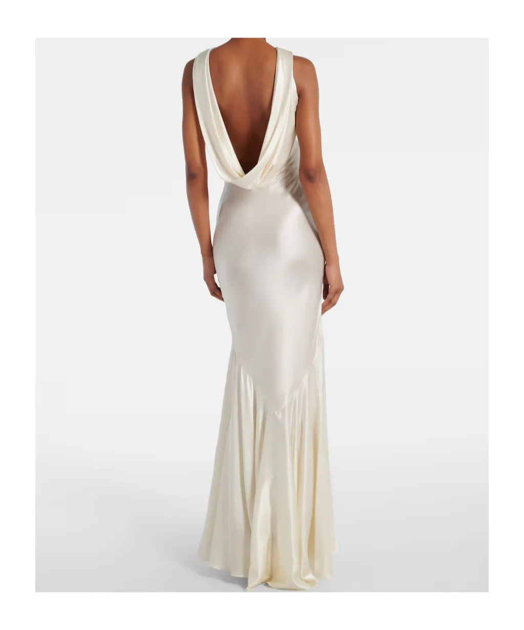 Open-Back Satin Maxi Dress