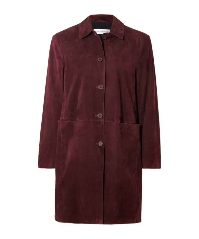 Long-Sleeved Leather Coat