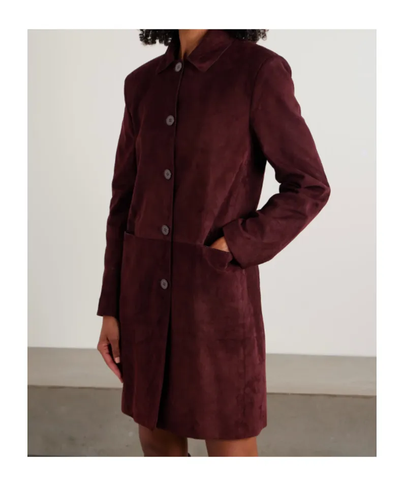 Long-Sleeved Leather Coat