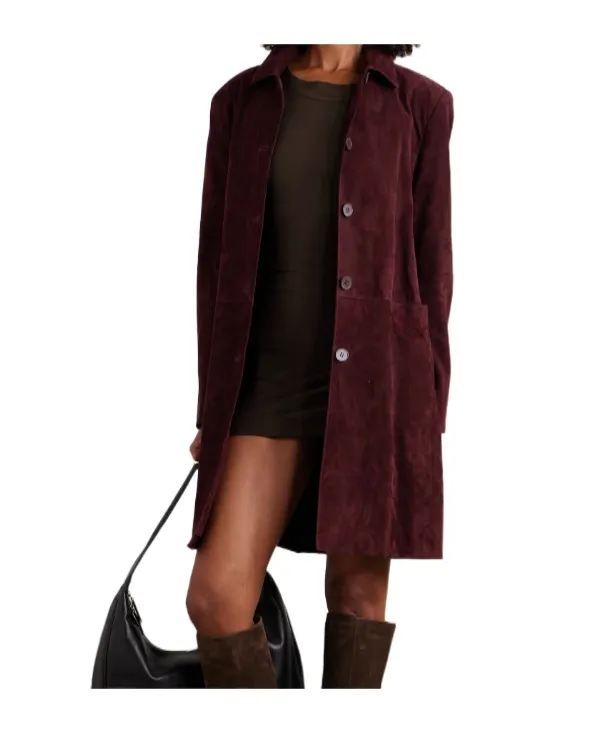Long-Sleeved Leather Coat