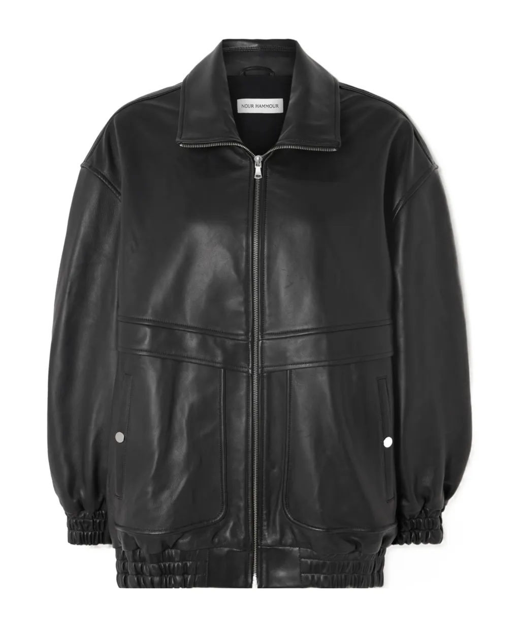 Long-Sleeved Leather Jacket