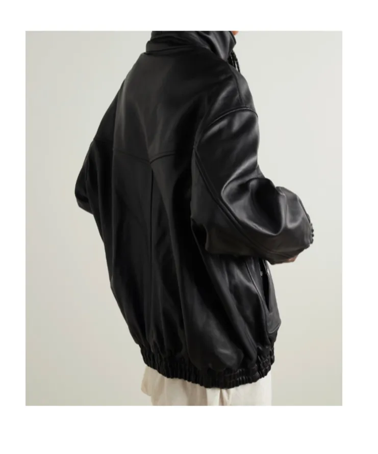 Long-Sleeved Leather Jacket