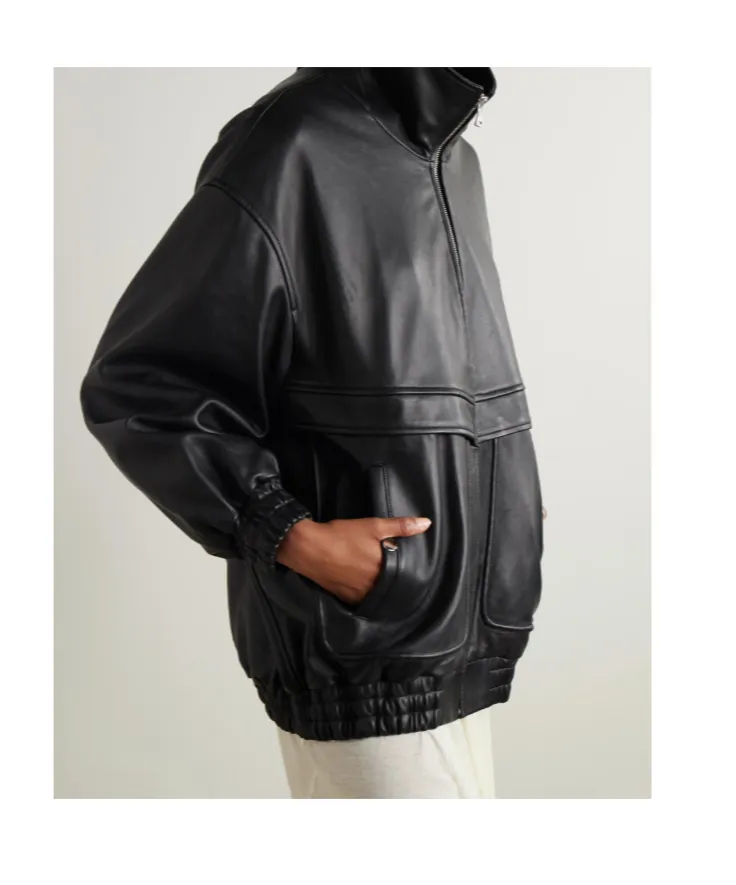 Long-Sleeved Leather Jacket