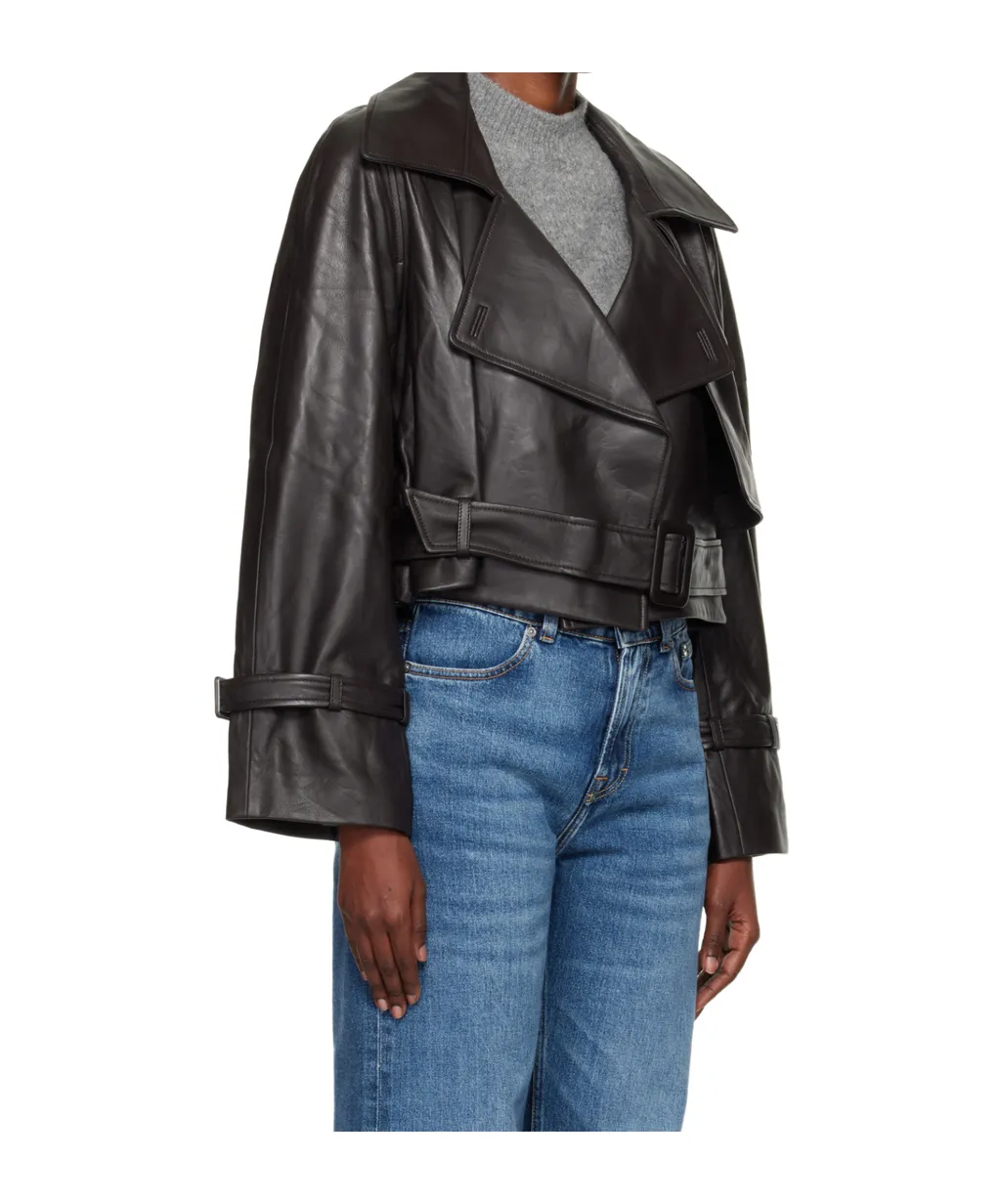 Hatti Cropped Leather Jacket