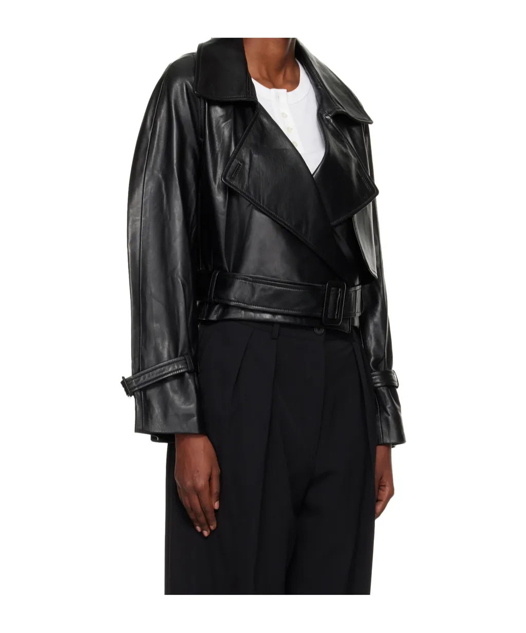 Hatti Cropped Leather Jacket