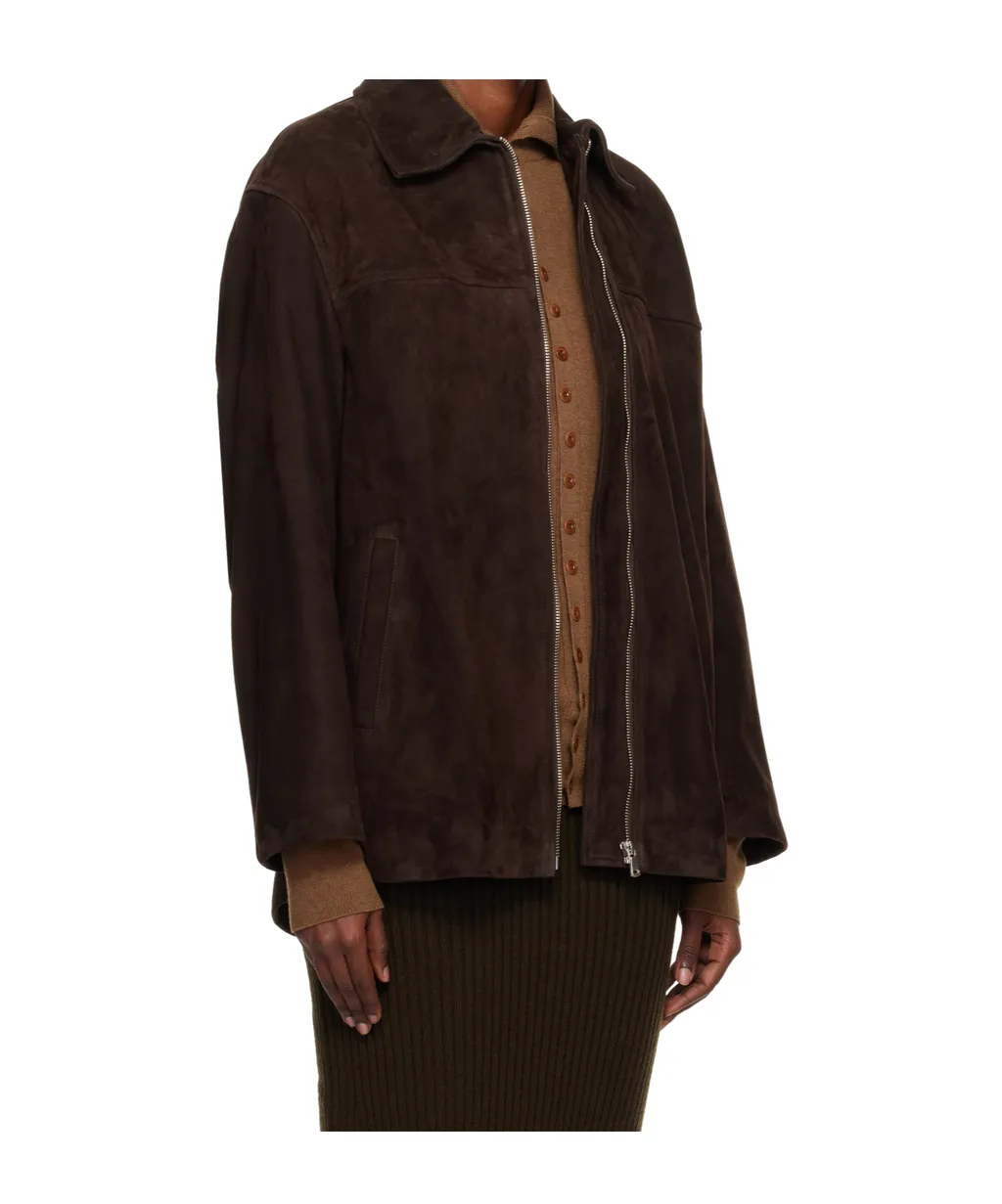 Long-Sleeved Suede Jacket