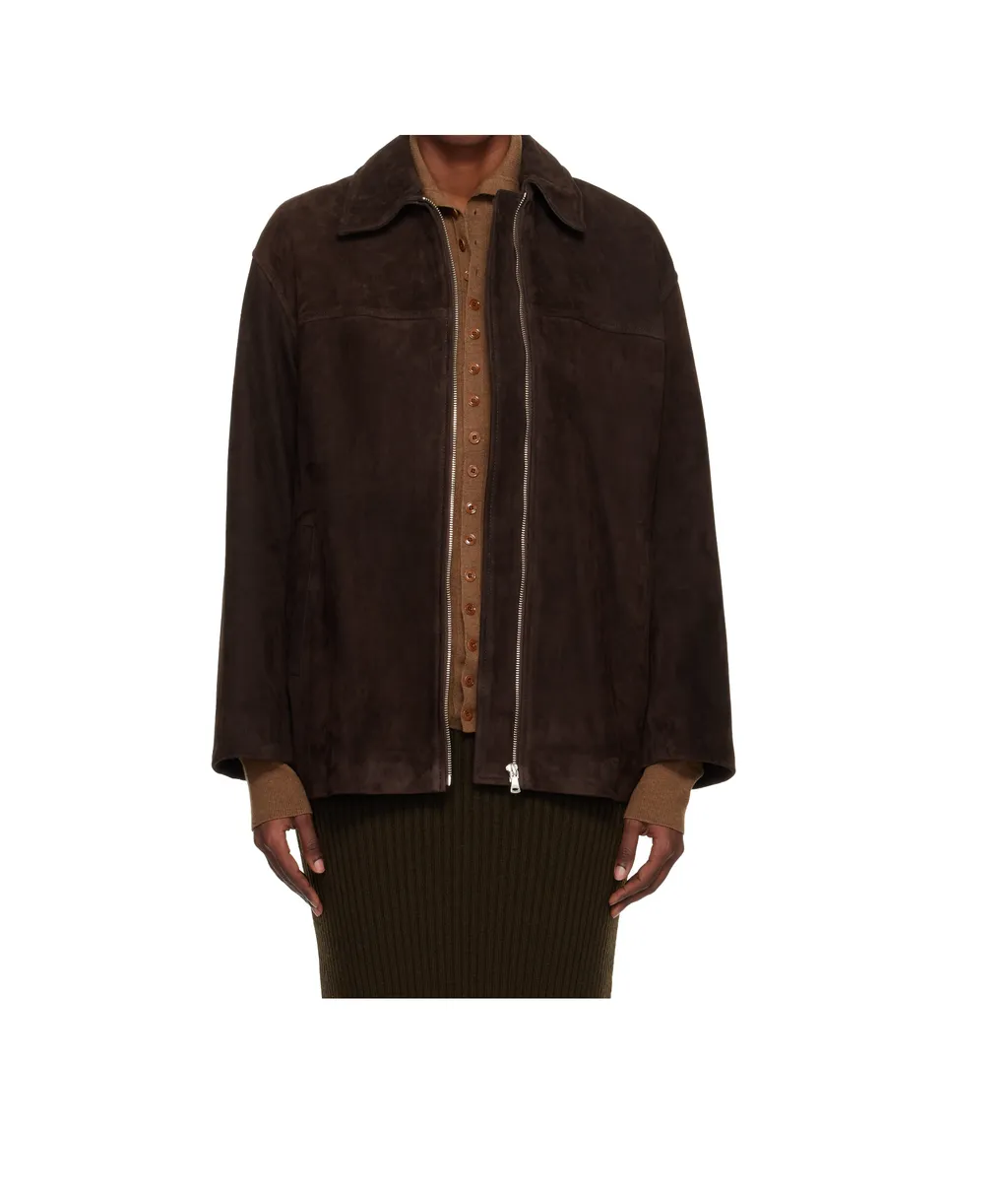 Long-Sleeved Suede Jacket