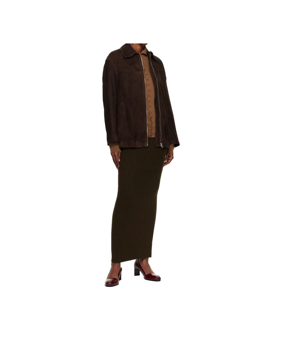 Long-Sleeved Suede Jacket
