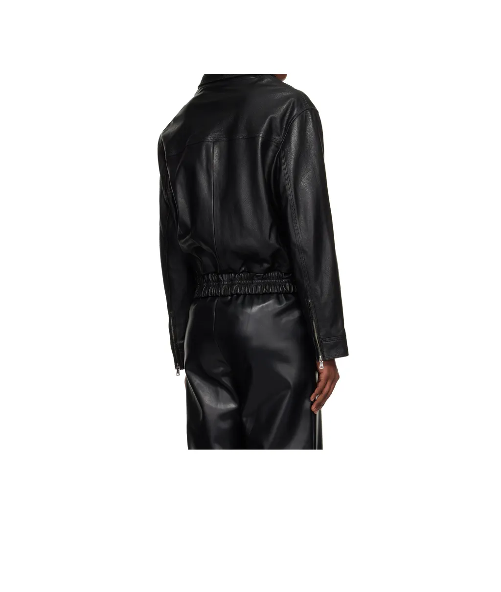 Long-Sleeved Leather Jacket