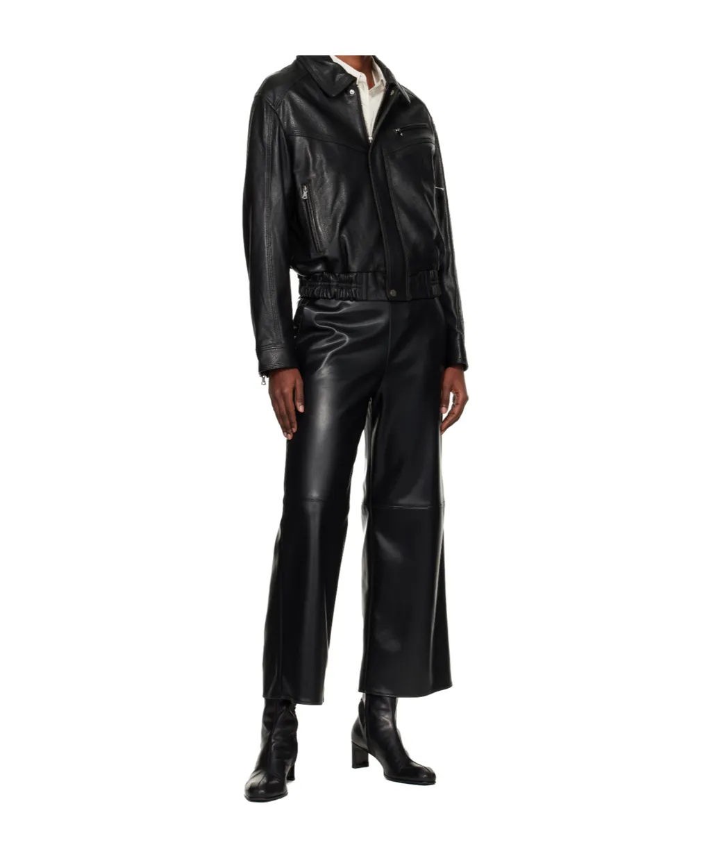 Long-Sleeved Leather Jacket