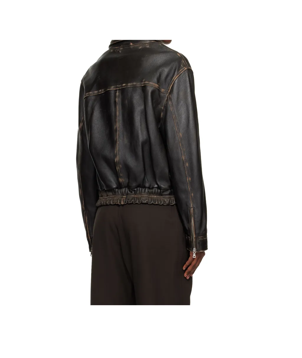 Long-Sleeved Leather Jacket