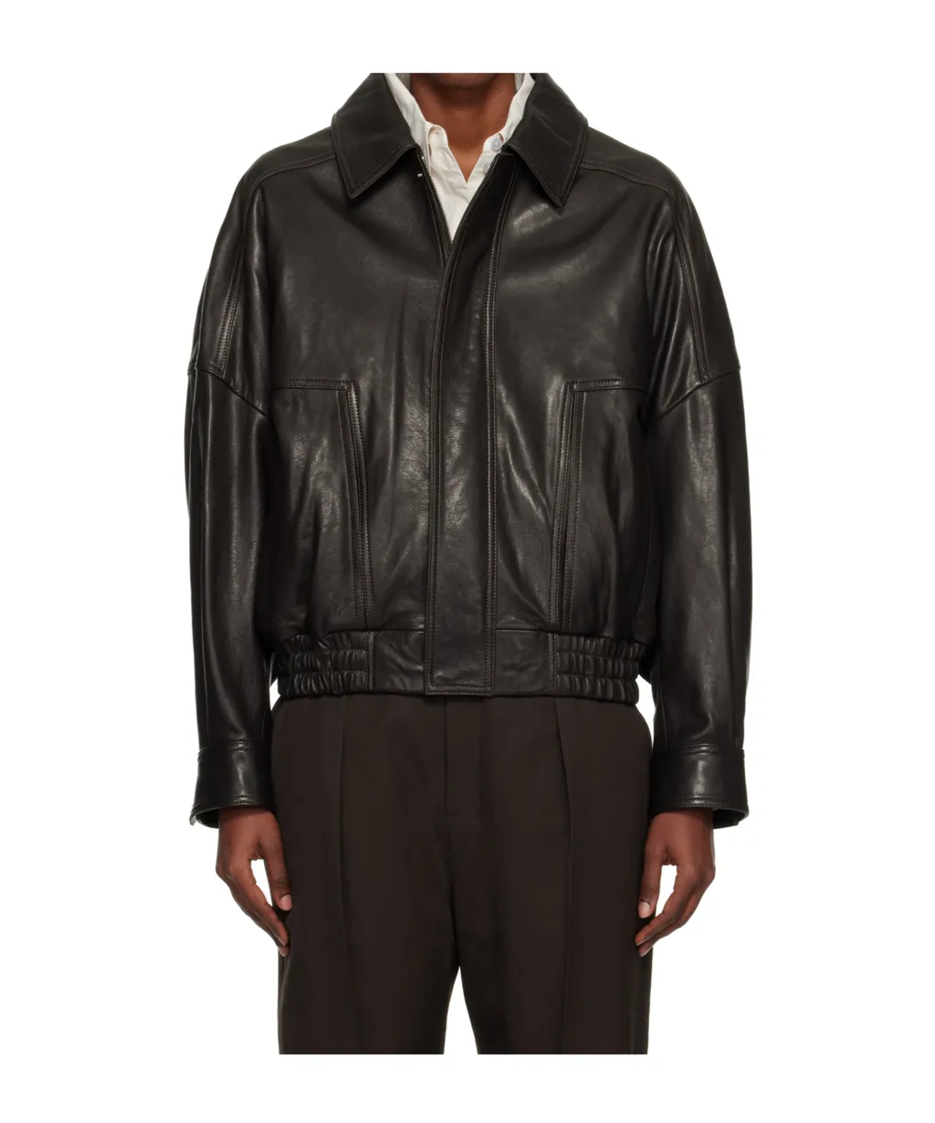 Long-Sleeved Leather Jacket