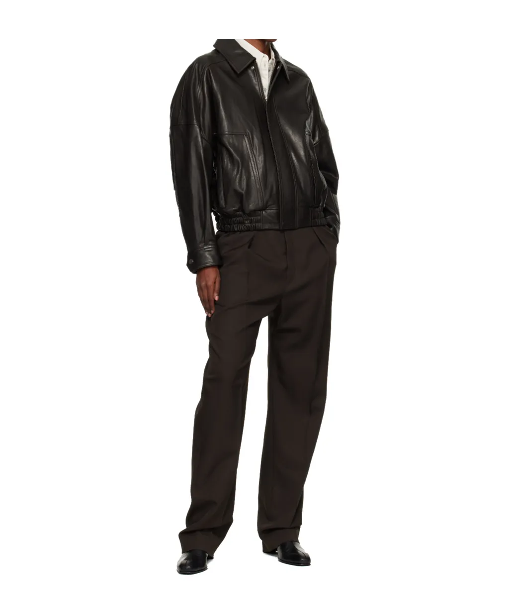 Long-Sleeved Leather Jacket