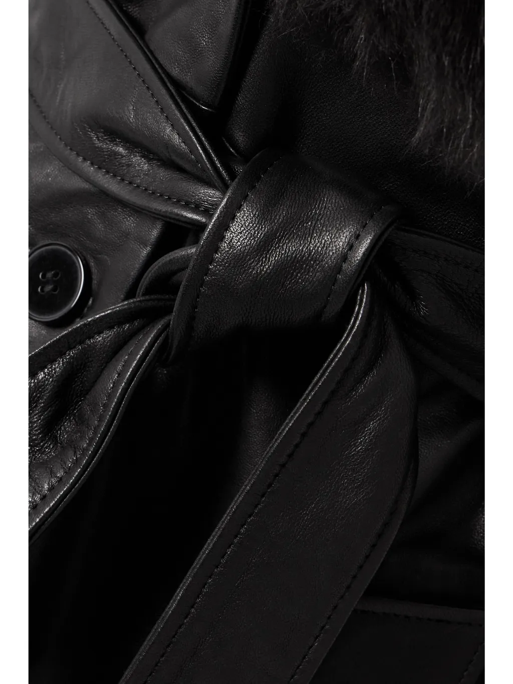 Dakota Belted Shearling-Trimmed Leather Coat