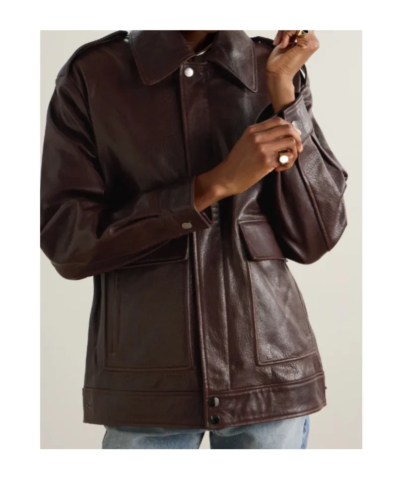 Long-Sleeved Leather Jacket