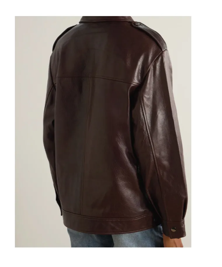Long-Sleeved Leather Jacket