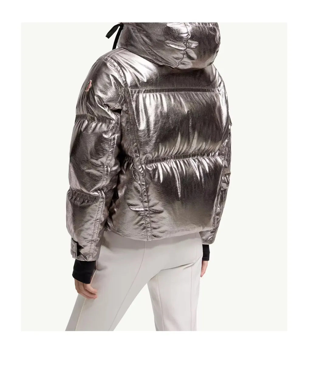 Metallic Hooded Down Ski Jacket