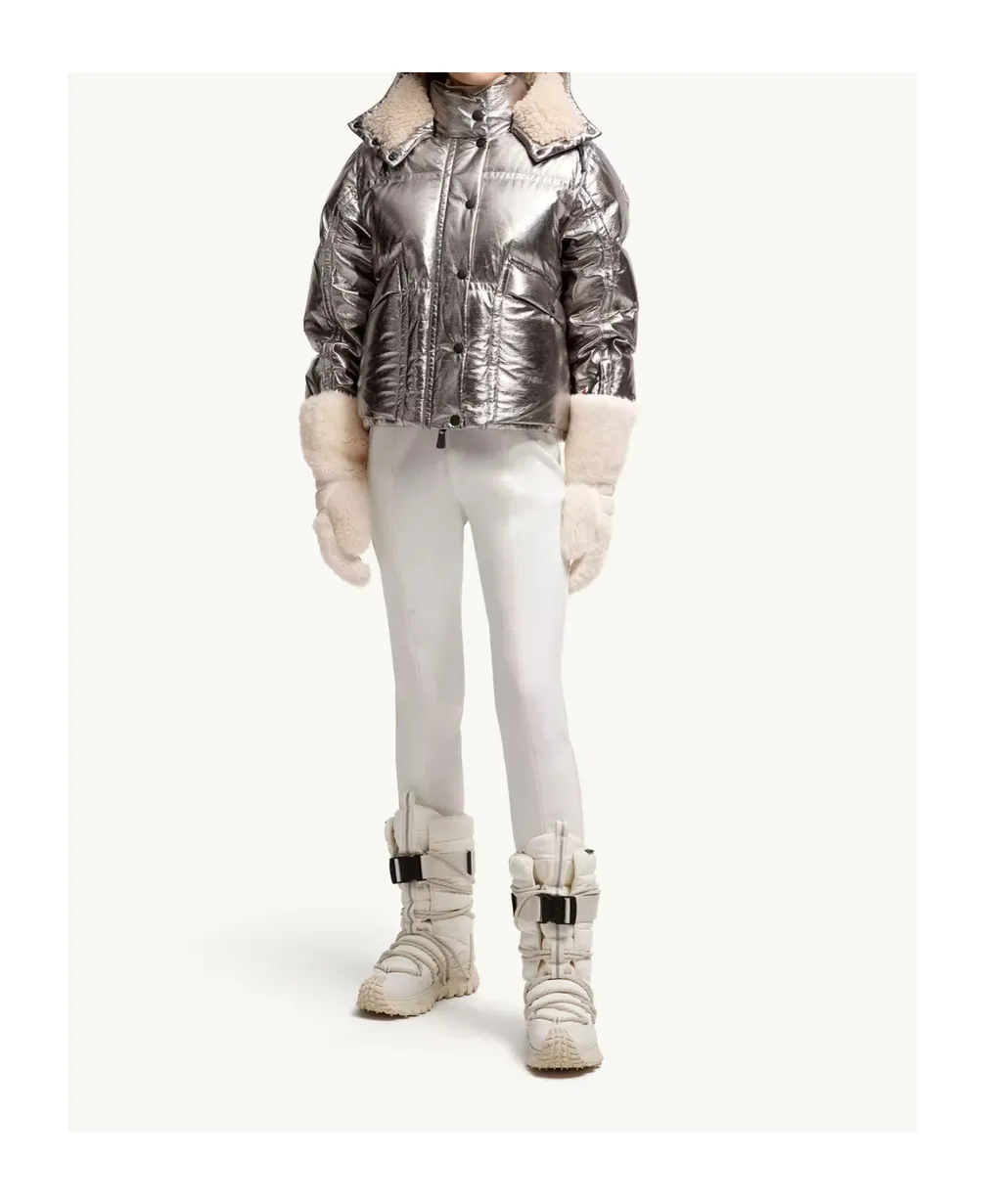 Metallic Hooded Down Ski Jacket