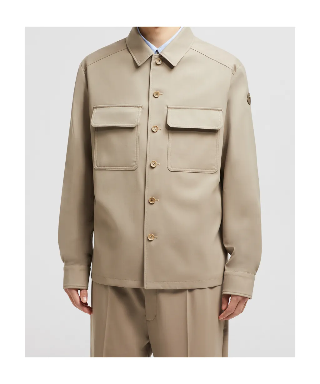 Wool Gabardine Long Sleeve Shirt